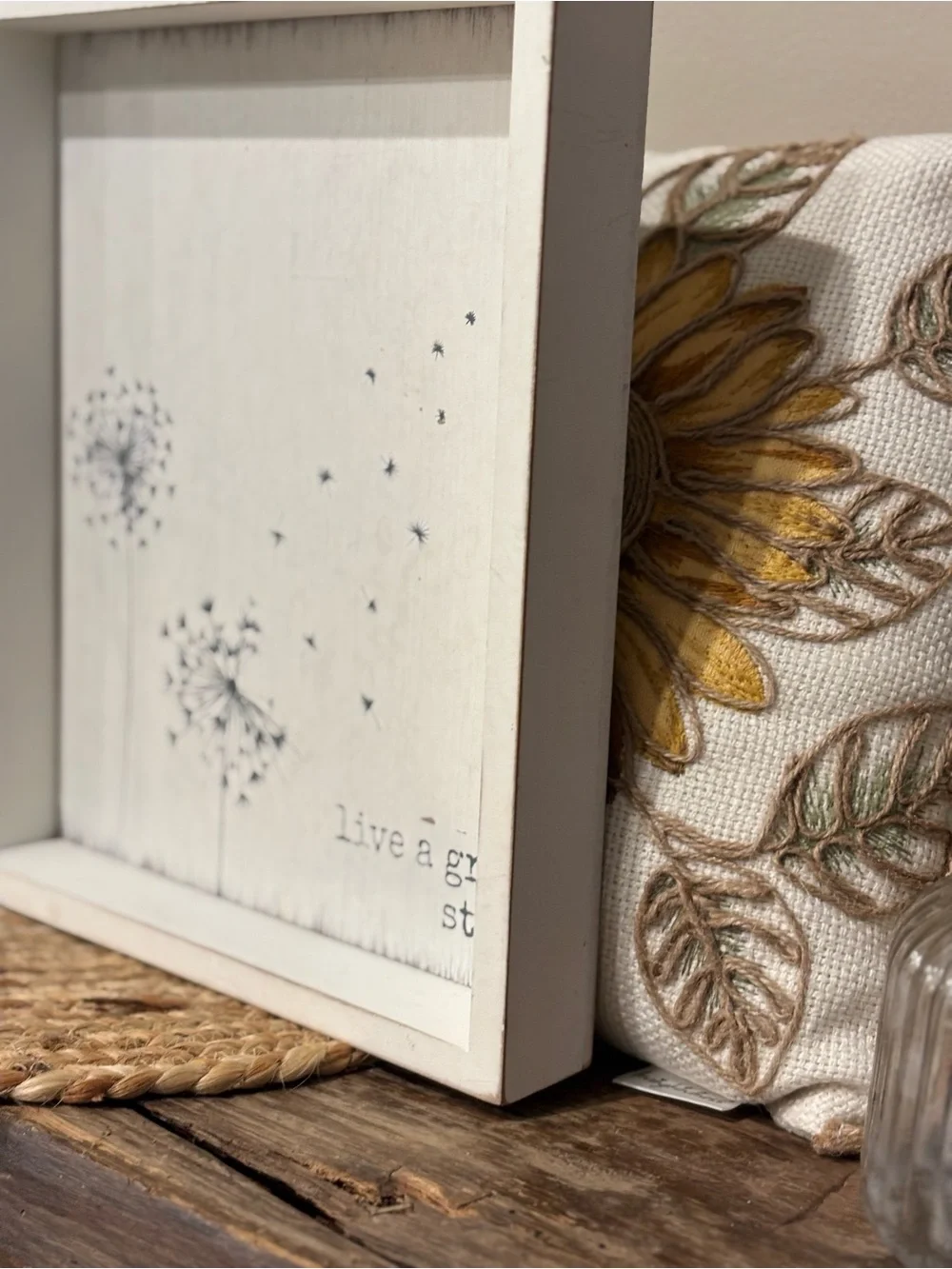 Live a Great Story White Dandelion Wall Art